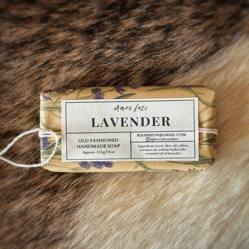 Handmade Old Fashioned Bar Soap. Lard and Tallow Based. Lavender Essential Oil